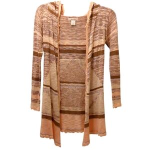 Demanding by Say What Cute Hooded Cardigan S EUC Tan Cream Pink